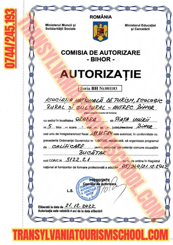 Autorizație bucătar