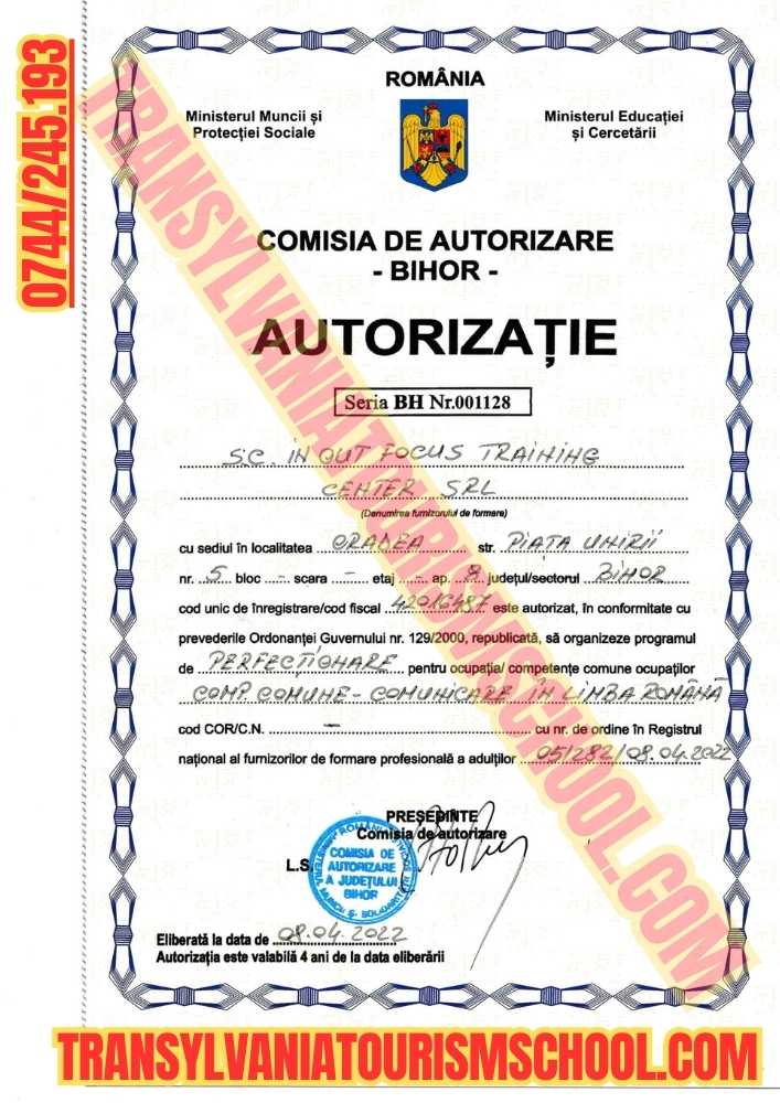 Autorizație Comunicare în limba română